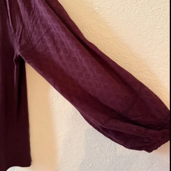 Lane Bryant Wine V-Neck Peasant Blouse - Picture 2 of 4